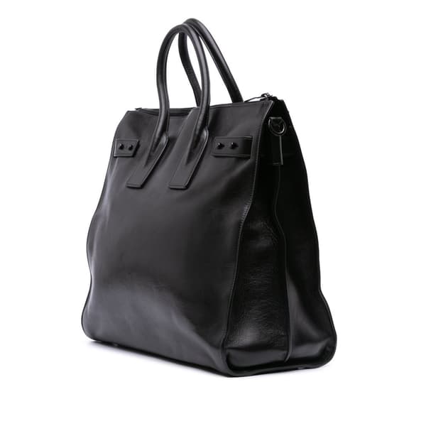 Pre-owned Saint Laurent Textured Patent Sac De Jour North South Satchel Black