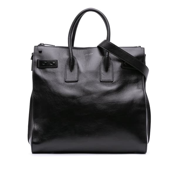 Pre-owned Saint Laurent Textured Patent Sac De Jour North South Satchel Black