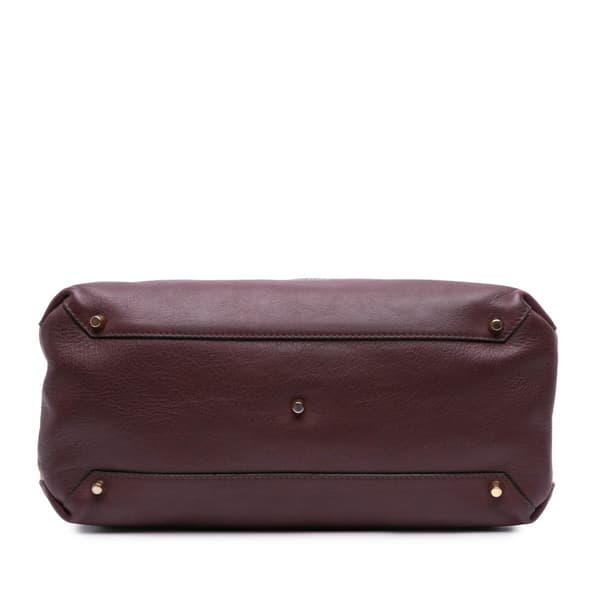 Pre-owned Burberry Medium Leather and House Check Banner Satchel Purple