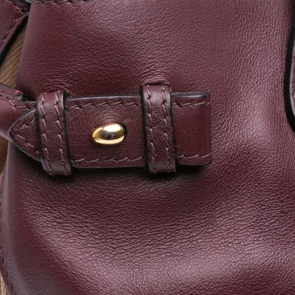 Pre-owned Burberry Medium Leather and House Check Banner Satchel Purple