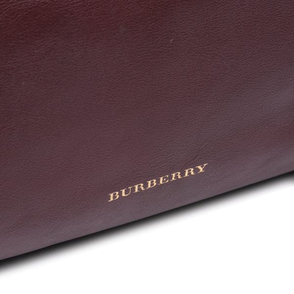 Pre-owned Burberry Medium Leather and House Check Banner Satchel Purple