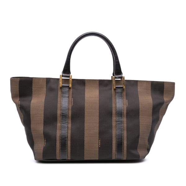 Pre-owned Fendi Pequin Canvas Handbag Brown