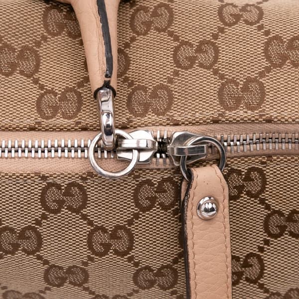 Pre-owned Gucci Large GG Canvas Icon Bit Satchel Brown