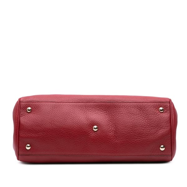 Pre-owned Gucci Medium Calfskin Bamboo Shopper Satchel Red
