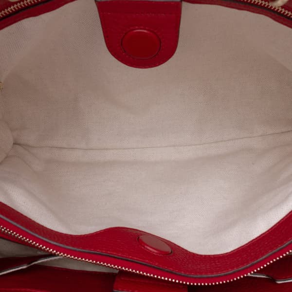 Pre-owned Gucci Medium Calfskin Bamboo Shopper Satchel Red