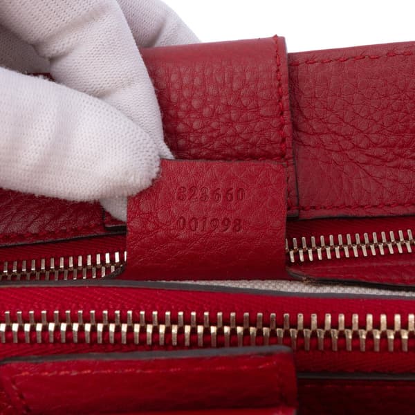 Pre-owned Gucci Medium Calfskin Bamboo Shopper Satchel Red