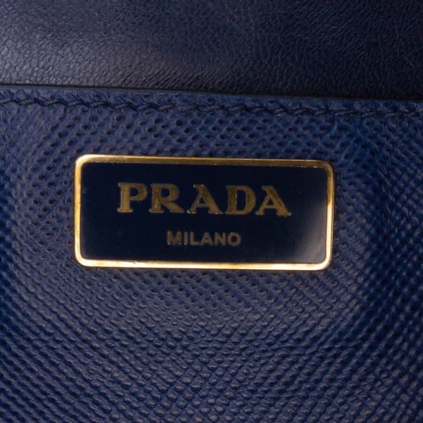 Pre-owned Prada Large Saffiano Cuir Dome Bag Blue