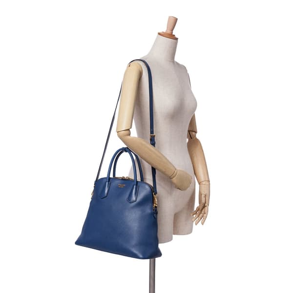 Pre-owned Prada Large Saffiano Cuir Dome Bag Blue