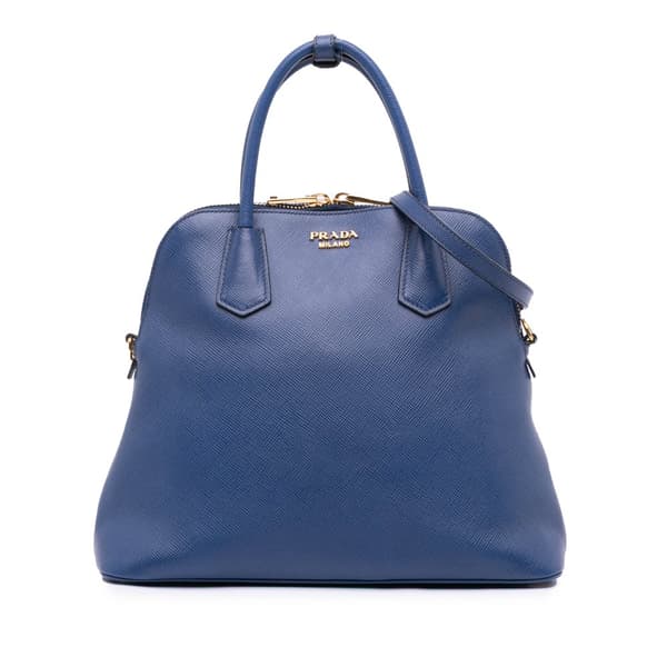 Pre-owned Prada Large Saffiano Cuir Dome Bag Blue