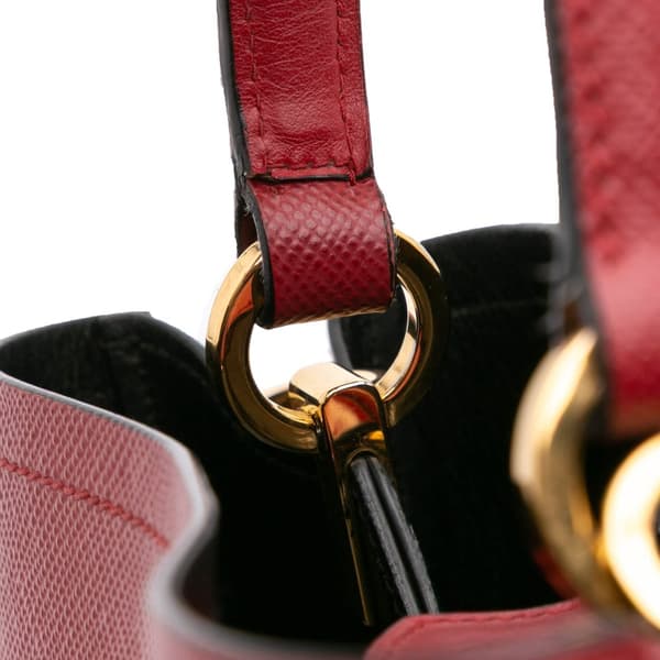 Pre-owned Prada Medium Saffiano Cuir Panier Satchel Red