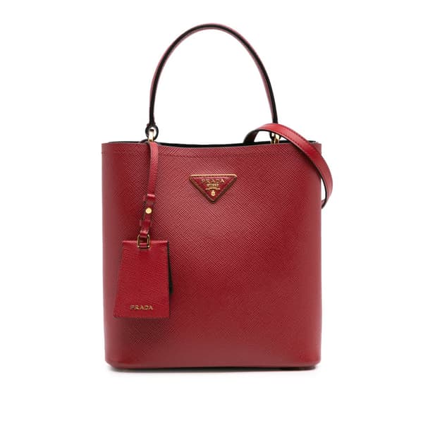 Pre-owned Prada Medium Saffiano Cuir Panier Satchel Red