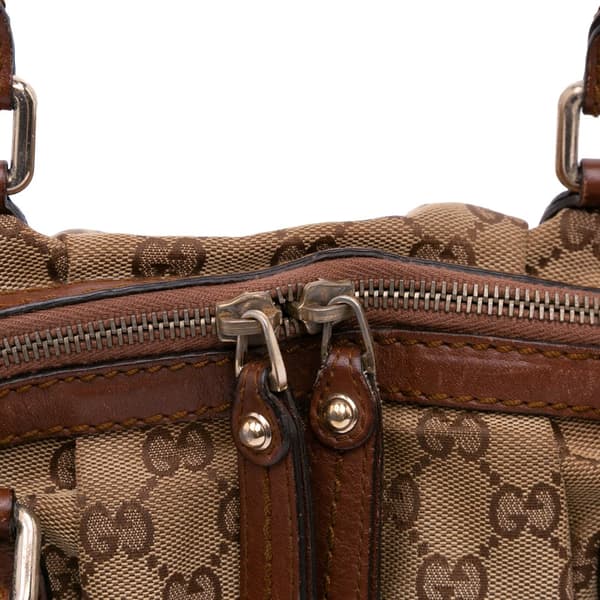 Pre-owned Gucci GG Canvas Sukey  Satchel Brown