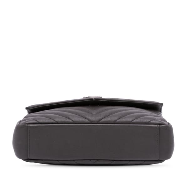 Pre-owned Saint Laurent Medium Monogram Chevron Sheepskin College Satchel Gray