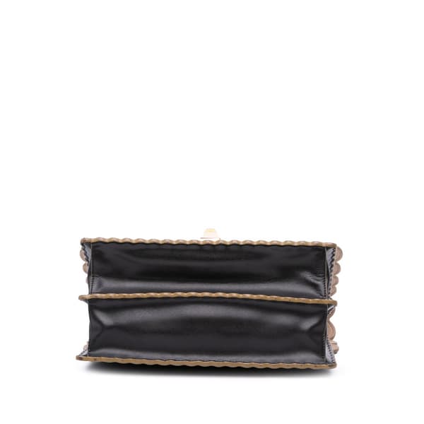 Pre-owned Fendi Medium Scalloped Leather Kan I Satchel Black
