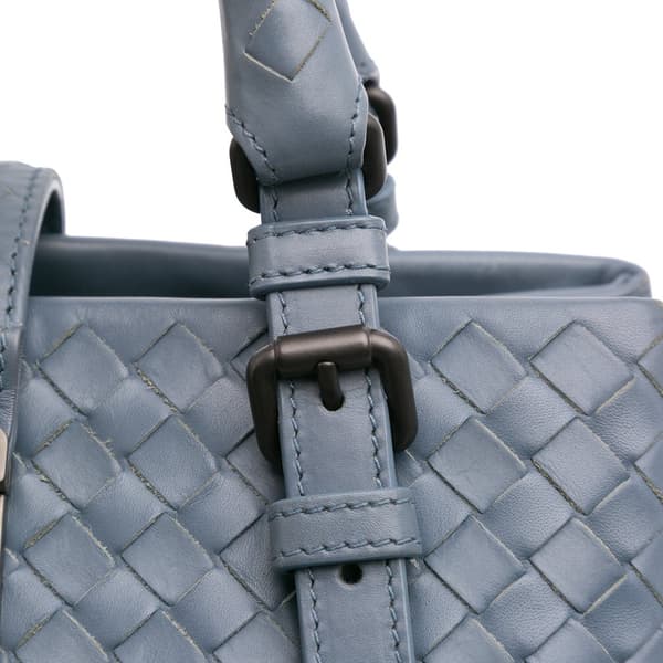 Pre-owned Bottega Veneta Mini Nappa Intrecciato Roma Satchel Blue