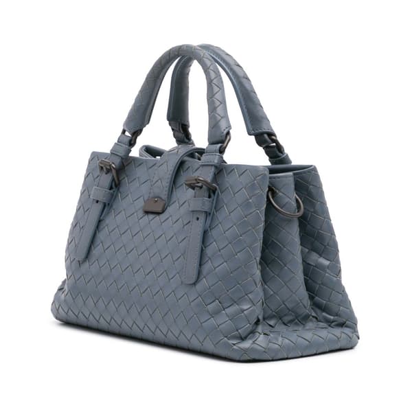 Pre-owned Bottega Veneta Mini Nappa Intrecciato Roma Satchel Blue