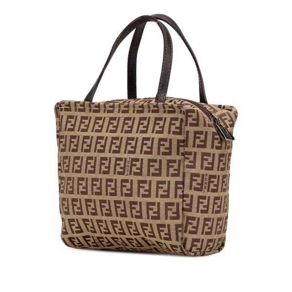 Pre-owned Fendi Zucchino Handbag  Brown