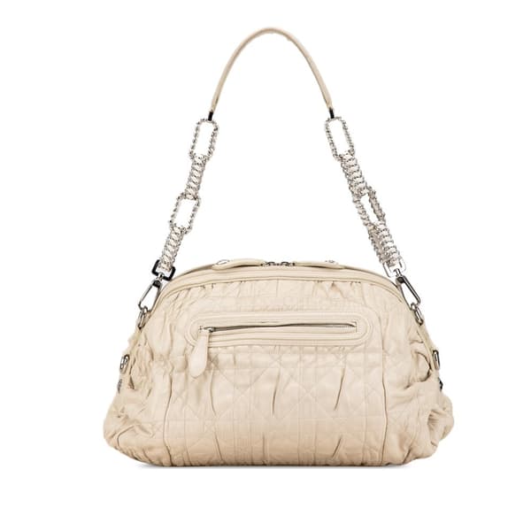 Pre-owned Dior Lambskin Cannage Delices Satchel Brown