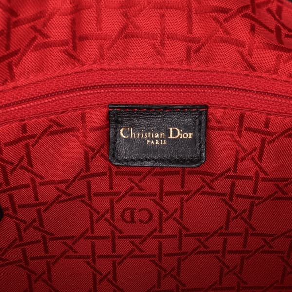 Pre-owned Dior Medium Lambskin Cannage Lady Dior Black