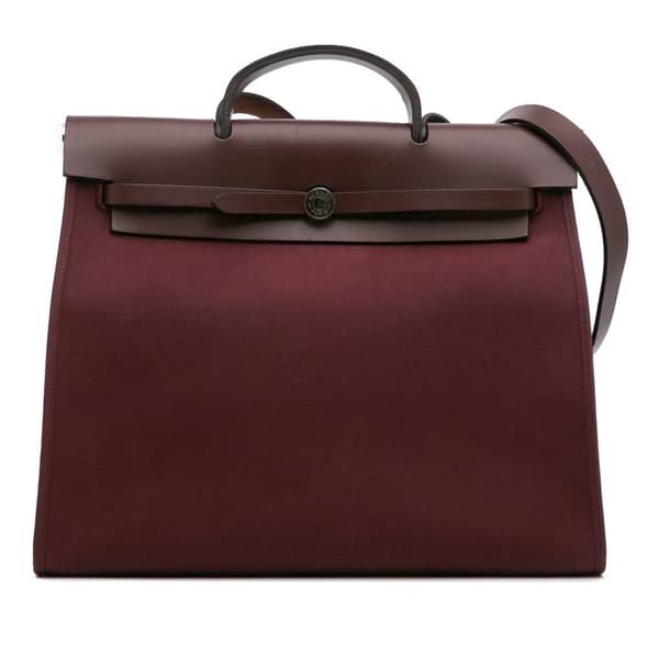 Pre-owned Hermès Toile Herbag Zip 39 Purple