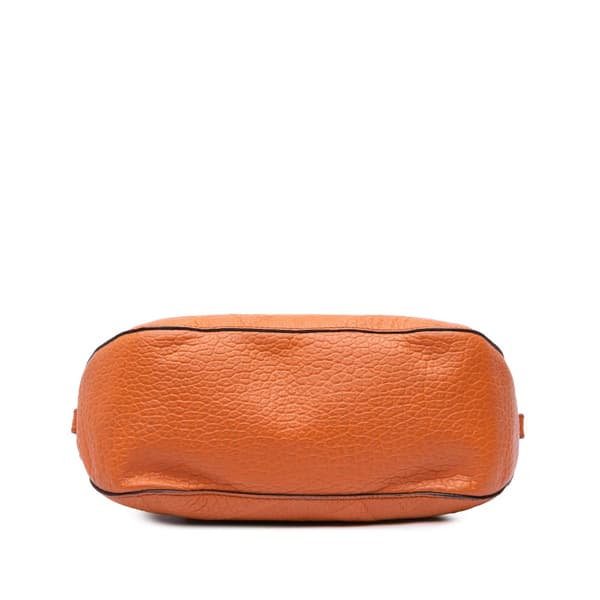 Pre-owned Burberry Small Heritage Grain Check Embossed Orchard Bowling Bag Orange