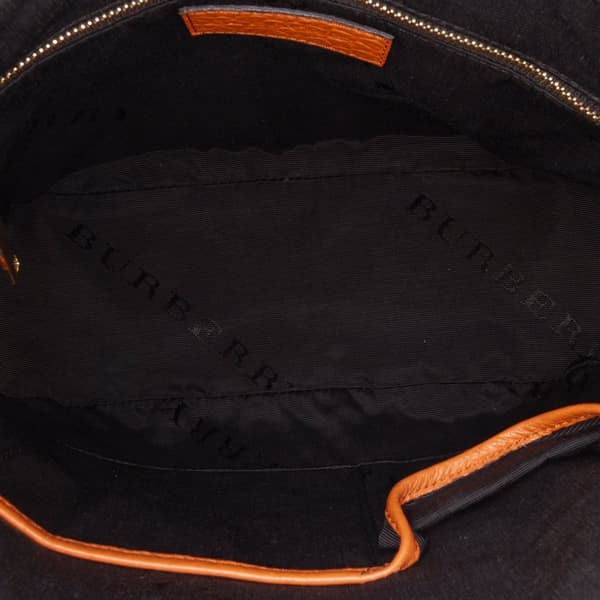 Pre-owned Burberry Small Heritage Grain Check Embossed Orchard Bowling Bag Orange