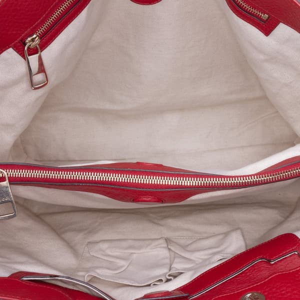 Pre-owned Gucci Large Calfskin Bamboo Shopper Sachel Red