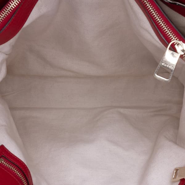 Pre-owned Gucci Large Calfskin Bamboo Shopper Sachel Red