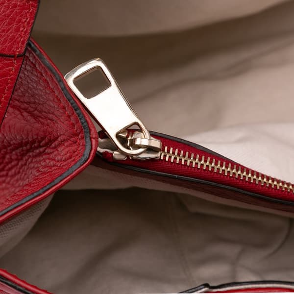 Pre-owned Gucci Large Calfskin Bamboo Shopper Sachel Red