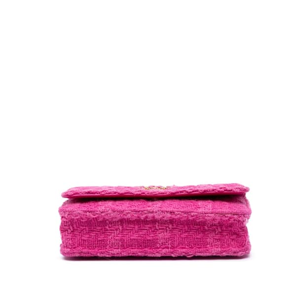 Pre-owned Chanel Tweed 19 Wallet On Chain Pink