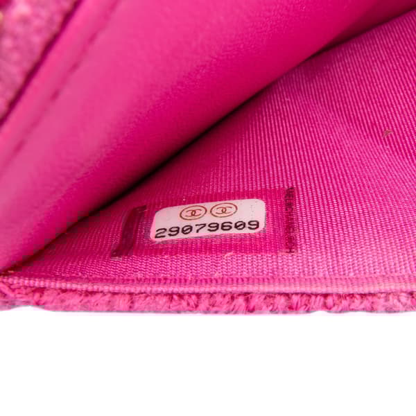 Pre-owned Chanel Tweed 19 Wallet On Chain Pink