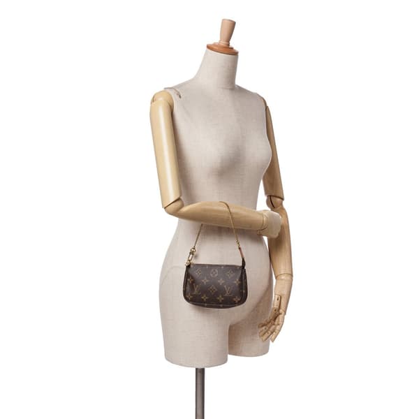 Pre-owned Louis Vuitton Monogram Mini Pochette Accessoires Brown