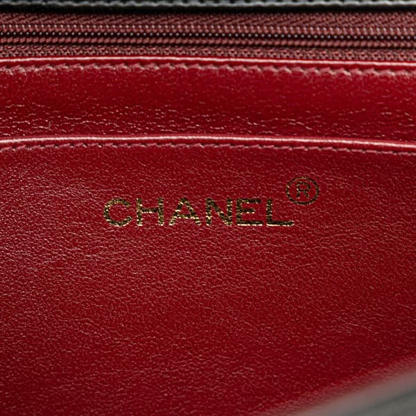 Pre-owned Chanel Lambskin Mademoiselle Kelly Top Handle Bag Black