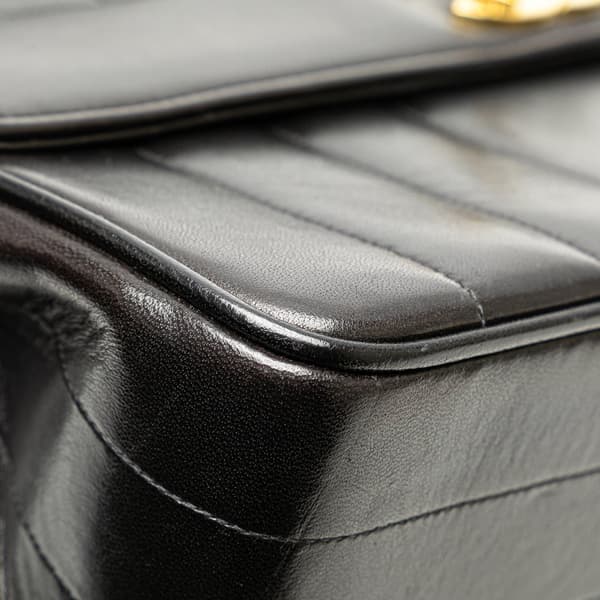 Pre-owned Chanel Lambskin Mademoiselle Kelly Top Handle Bag Black