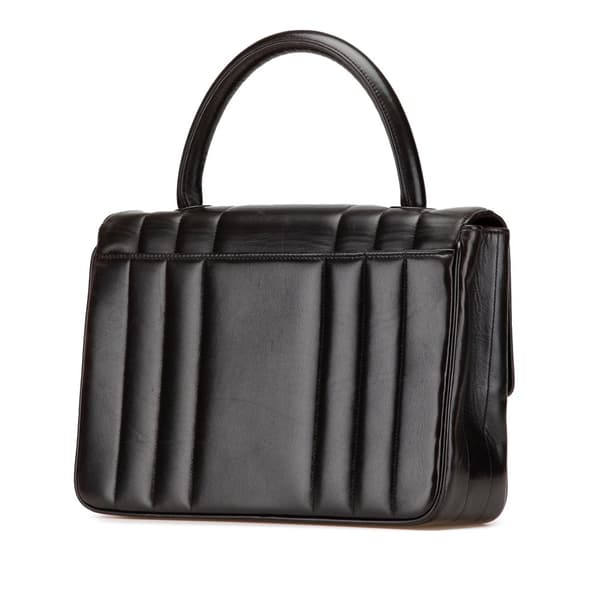 Pre-owned Chanel Lambskin Mademoiselle Kelly Top Handle Bag Black