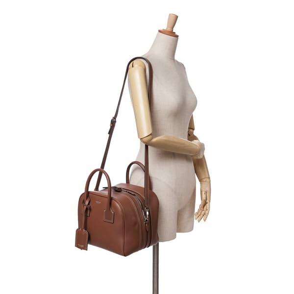Pre-owned Burberry Small Smooth Calfskin Cube Satchel Brown