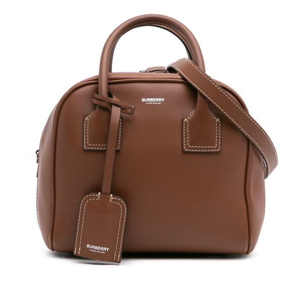 Pre-owned Burberry Small Smooth Calfskin Cube Satchel Brown
