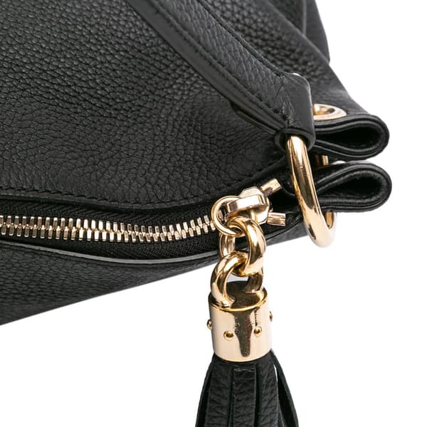 Pre-owned Gucci Large Pebbled Calfskin Soho Convertible Hobo Black