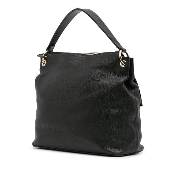 Pre-owned Gucci Large Pebbled Calfskin Soho Convertible Hobo Black
