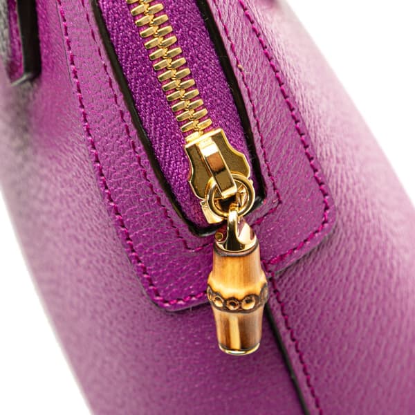 Pre-owned Gucci Mini Dollar Calfskin Bamboo Diana Dome Satchel Purple