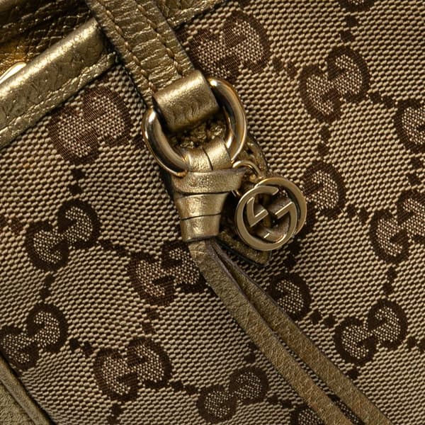 Pre-owned Gucci Small GG Canvas Bree Satchel Brown
