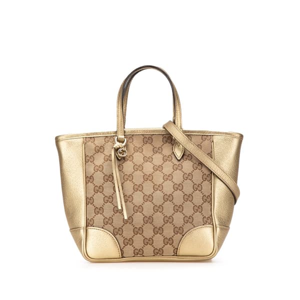 Pre-owned Gucci Small GG Canvas Bree Satchel Brown