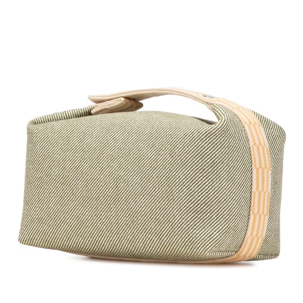 Pre-owned Hermès Large Wool Bride A Brac H Natte Case Green