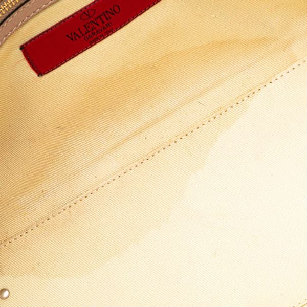 Pre-owned Valentino Small Leather Rockstud Double Handle Tote Brown