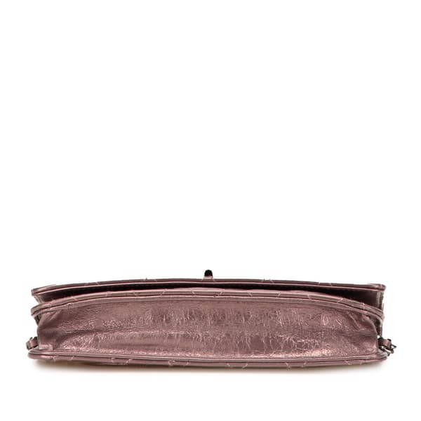 Pre-owned Chanel Reissue 2.55 Quilted Metallic Aged Calfskin Wallet on Chain Pink