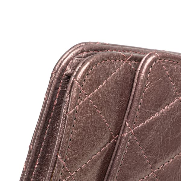 Pre-owned Chanel Reissue 2.55 Quilted Metallic Aged Calfskin Wallet on Chain Pink