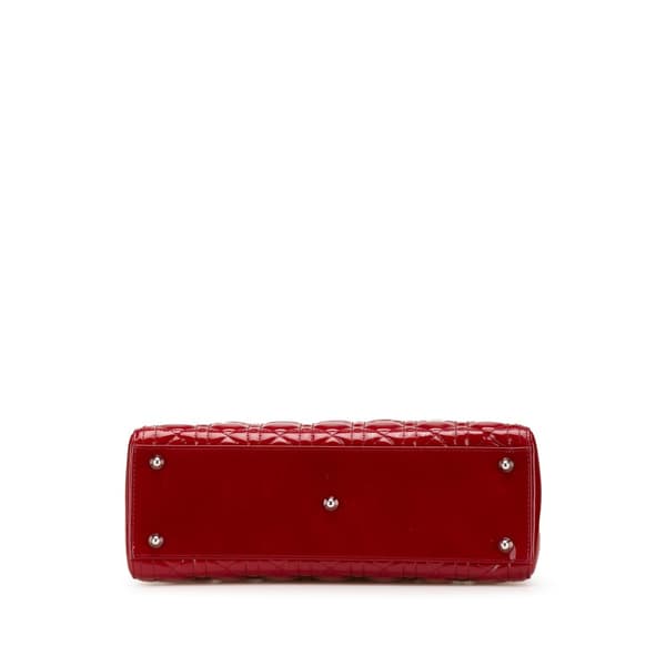 Pre-owned Dior Large Patent Cannage Lady Dior Red