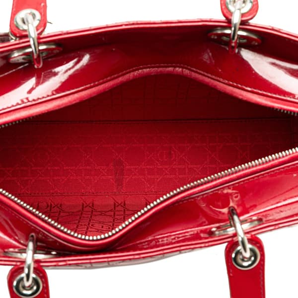 Pre-owned Dior Large Patent Cannage Lady Dior Red