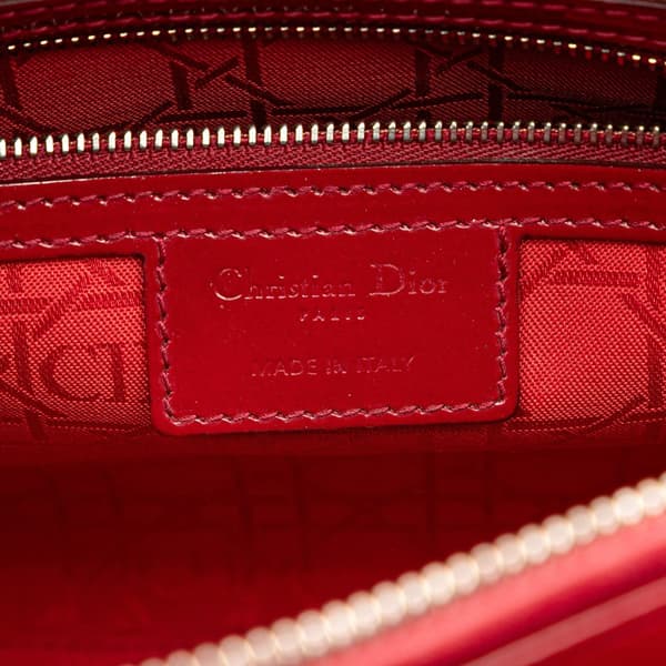 Pre-owned Dior Large Patent Cannage Lady Dior Red
