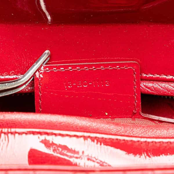 Pre-owned Dior Large Patent Cannage Lady Dior Red